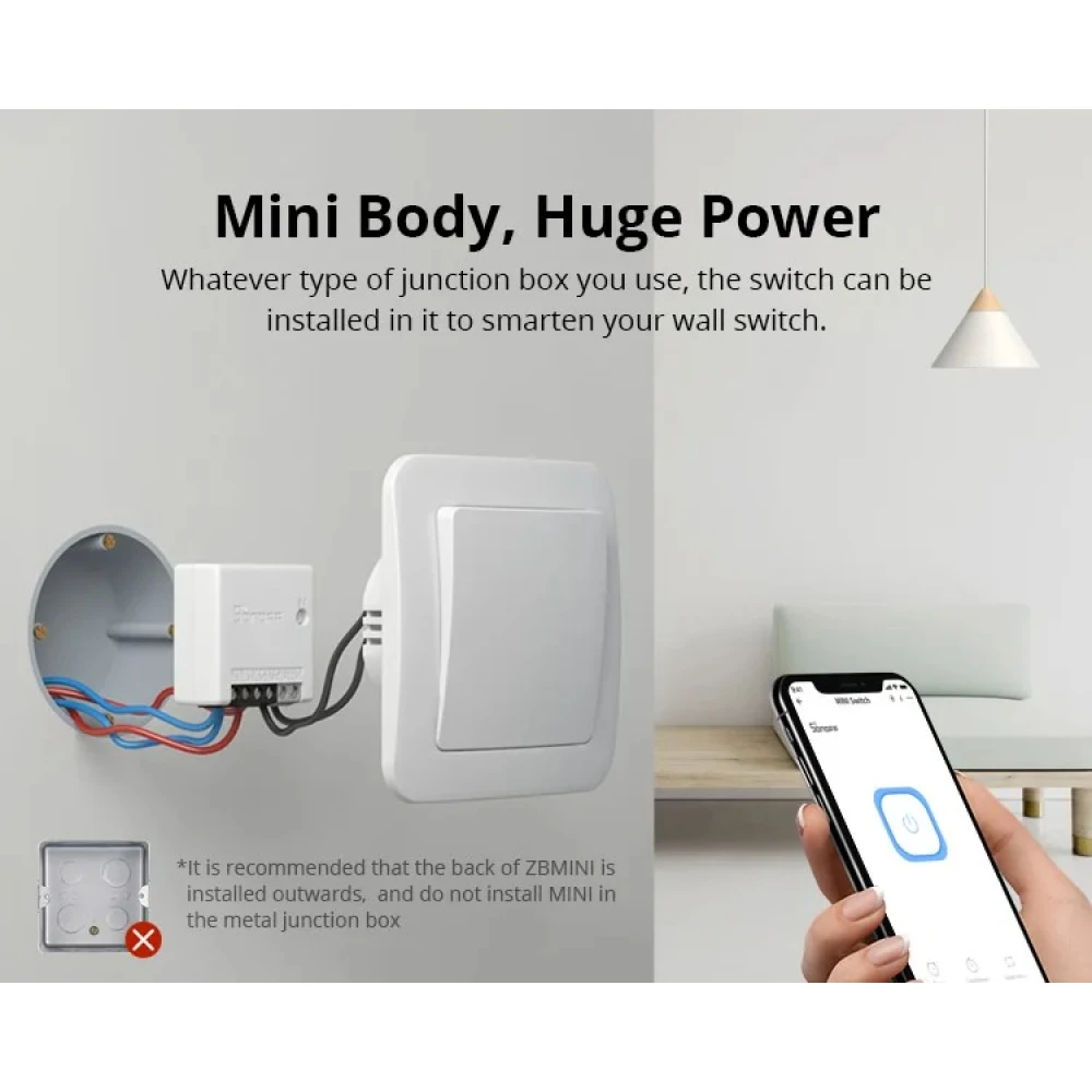 SONOFF ZBMINI ZigBee Interruptor Inteligente Mini para Controlo de Luz 2 Vias
