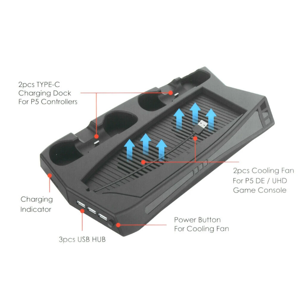 Base refrigerante y estación de carga para mandos DualSense PS5
