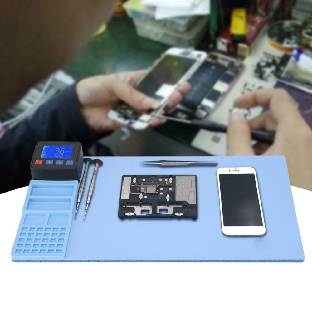 Vista del tapete térmico CPB320 mostrando control de temperatura y tiempo