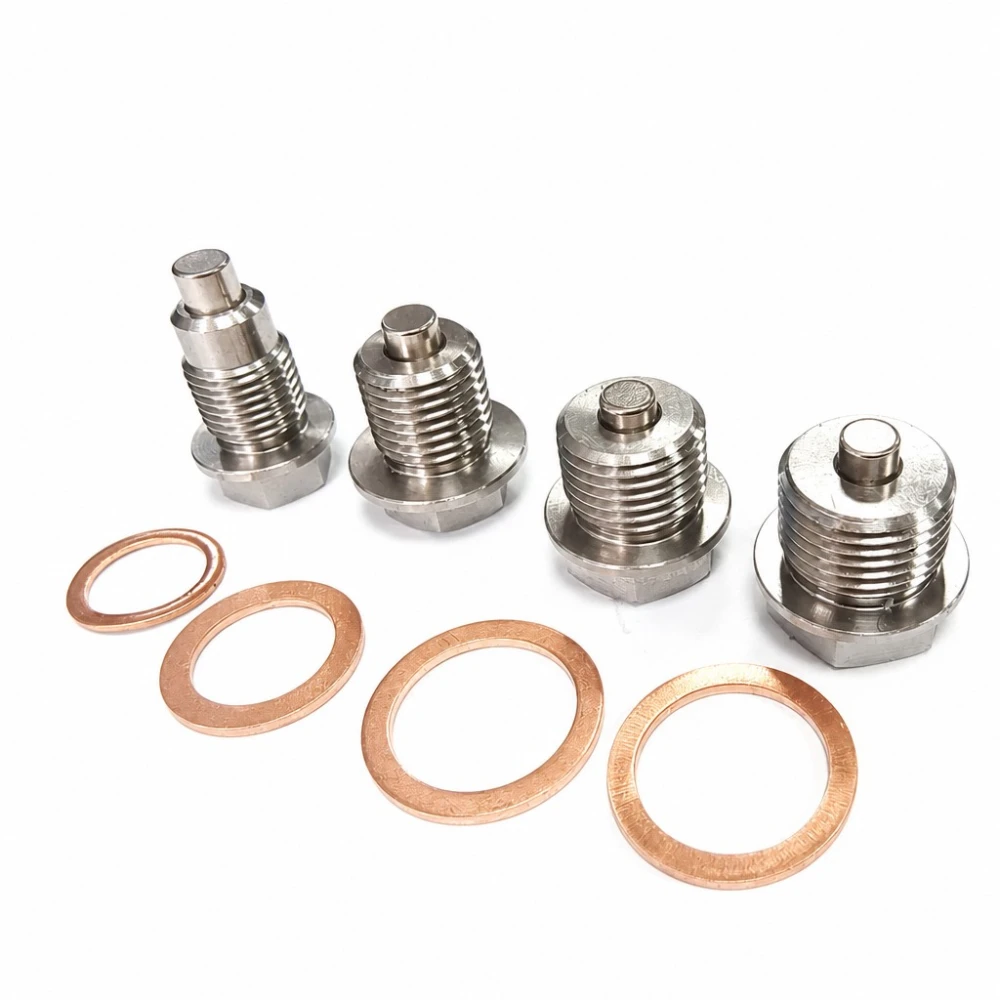 Tampão de Drenagem de Óleo Magnético Aço Inoxidável M12 x 1,25 com Anilha - Cárter Carro Moto