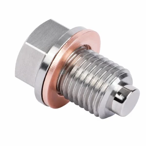 Tampão de Drenagem de Óleo Magnético Aço Inoxidável M12 x 1,75 com Anilha - Carter Carro Moto