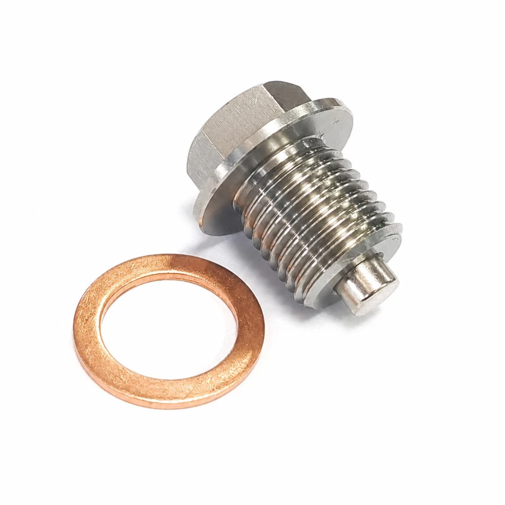 Tampão de Drenagem de Óleo Magnético Aço Inoxidável M16 x 1,5 com Anilha - Carter Carro Moto