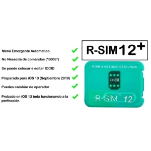 Cartão unlock R-SIM 12 para iPhone 5s, 6, 6s, 7, 8 e X compatível com iOS 11 e iOS 12
