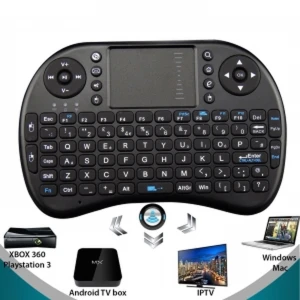 Teclado sem fios com trackpad para Android TV modelo T2 para mini PC e media center