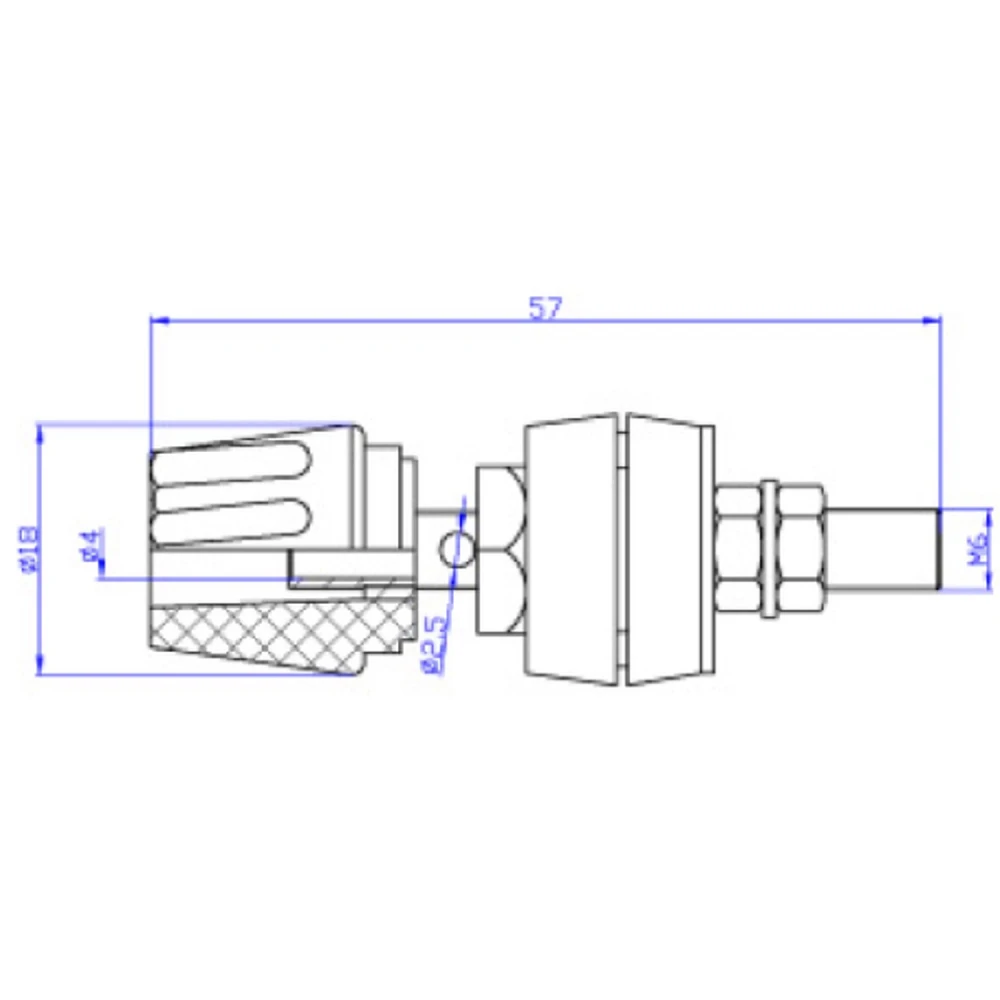 Terminais fêmea 4mm vermelho preto 60V 50A Pack 2 Amass para painel