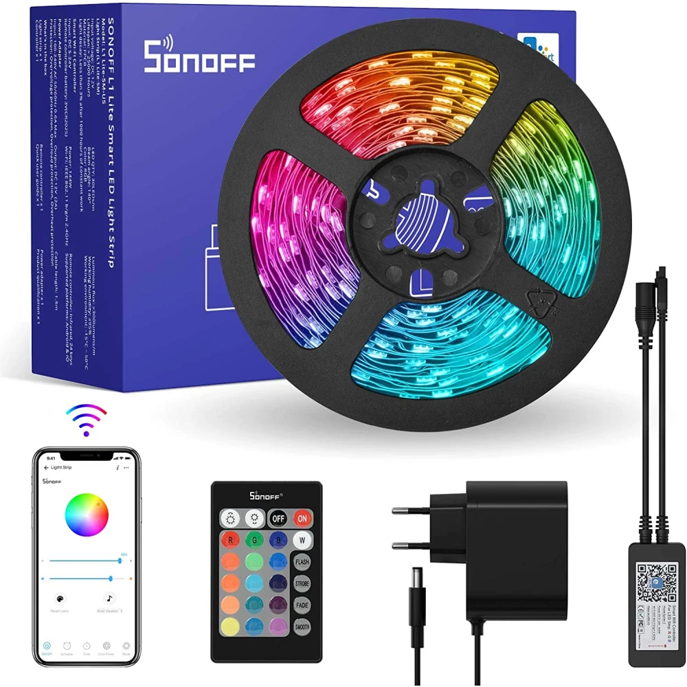 Fita LED inteligente WiFi SONOFF L2 Lite 5 metros com comando e app