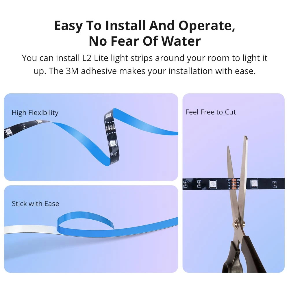 Fita LED inteligente WiFi SONOFF L2 Lite 5 metros com comando e app