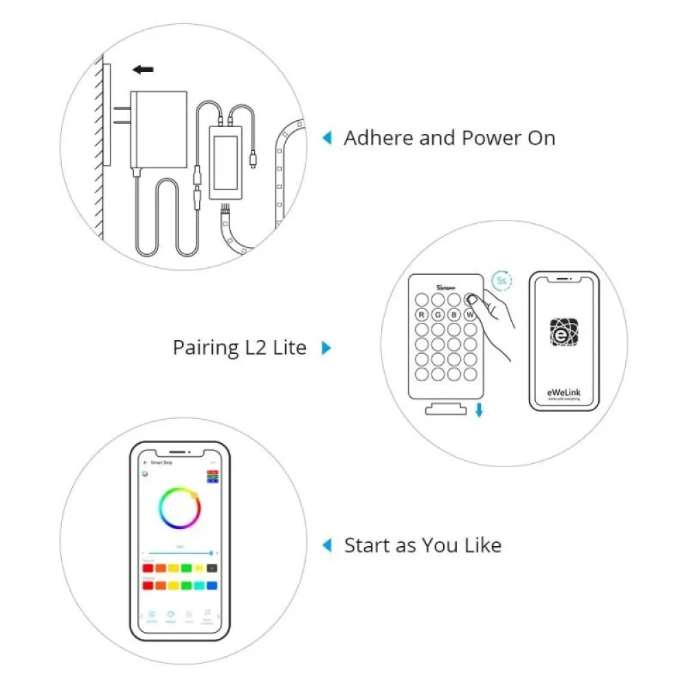 Fita LED inteligente WiFi SONOFF L2 Lite 5 metros com comando e app