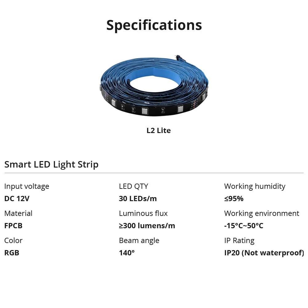 Fita LED inteligente WiFi SONOFF L2 Lite 5 metros com comando e app