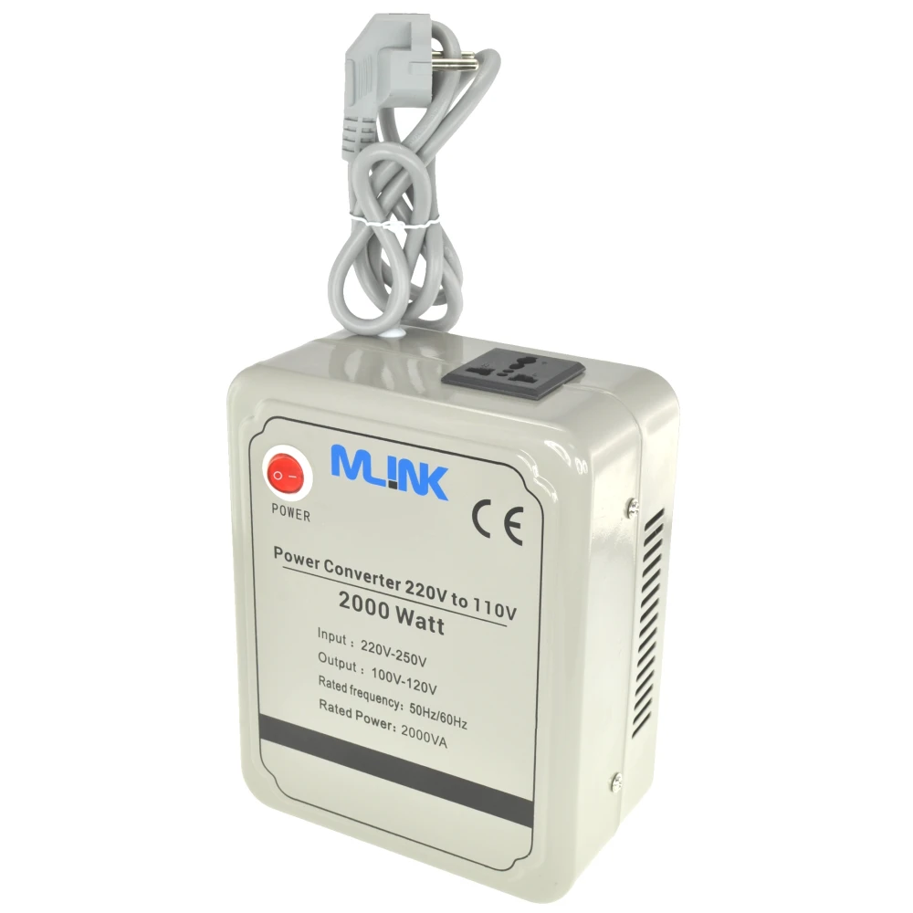 Transformador de corrente 220V para 110V 2000W Mlink potente e compacto