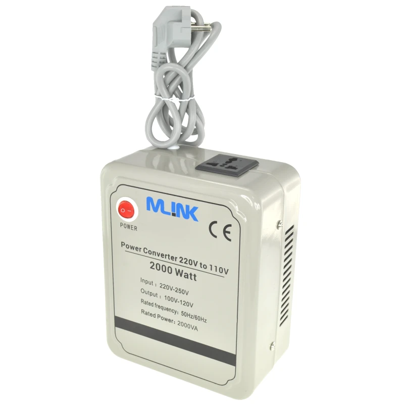 Transformador de corrente 220V para 110V 2000W Mlink potente e compacto