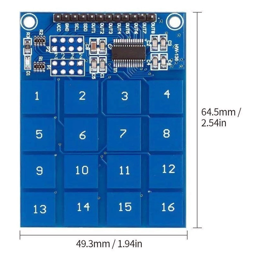 Módulo tátil capacitivo TTP229 de 16 canais para Arduino