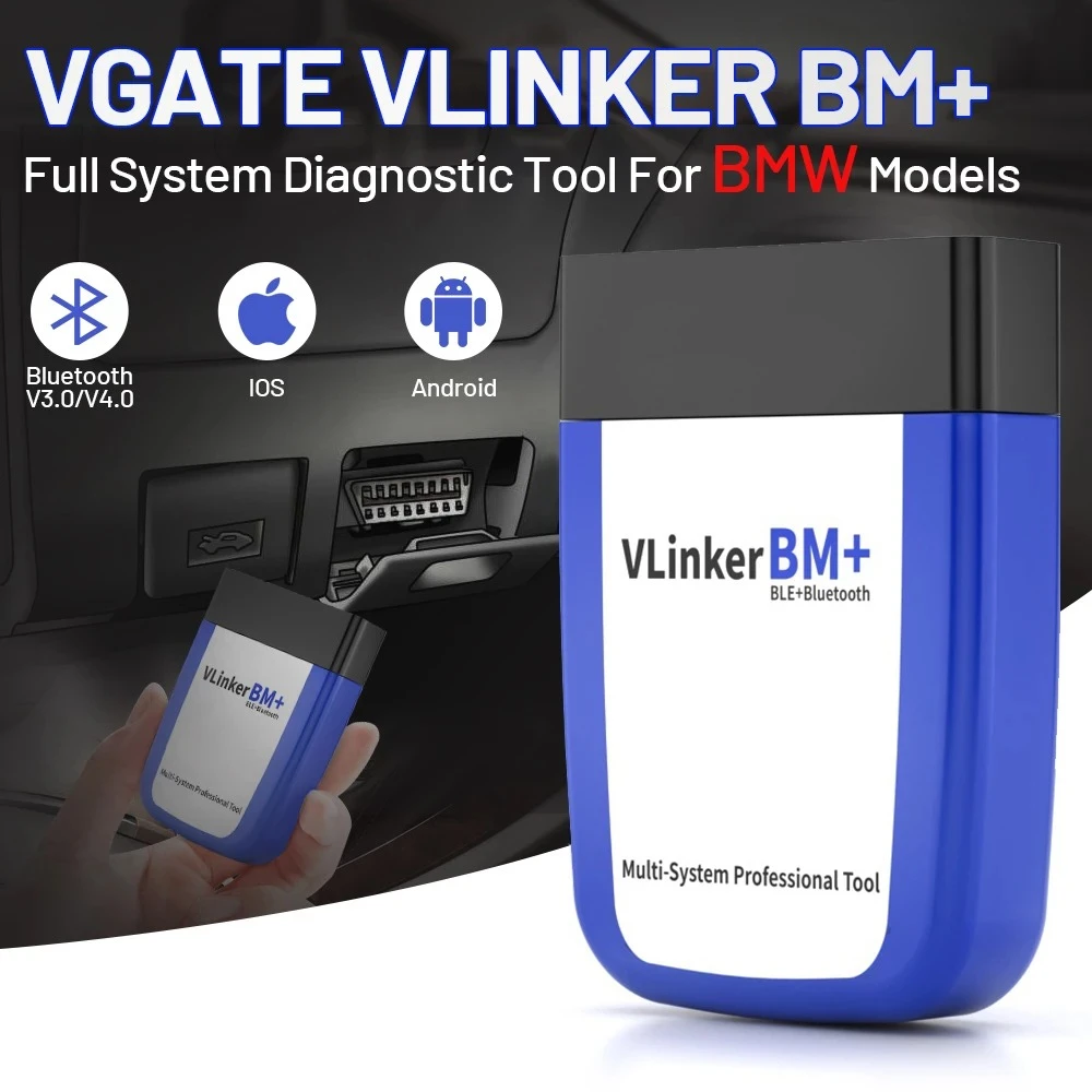 Vgate vLinker BM+ Scanner OBD2 Bluetooth para BMW e MINI compatível com iOS e Android