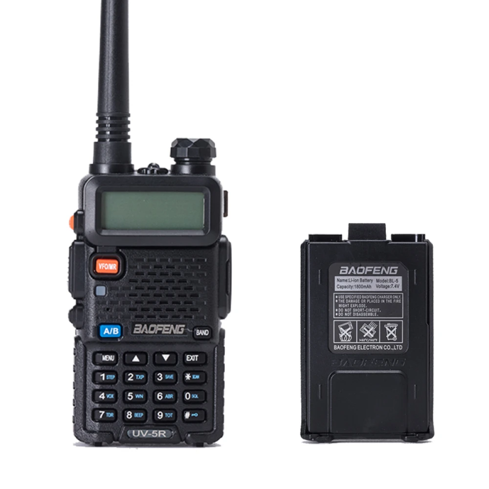 Walkie Talkie Baofeng UV-5R 8W com auricular e rádio Dual Band VHF/UHF