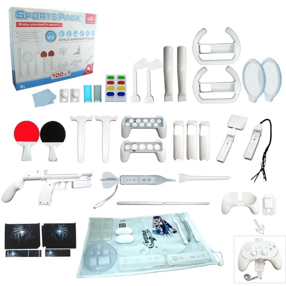 Wii Motion Plus 100in1 Sports Pack - Conjunto completo de acessórios para Nintendo Wii