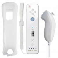 Pack Comando Wii Remote Com Wiimotionplus Interno + Nunchuck Compatível Wii Branco